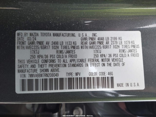 Aukcja sprzedaży 2024 Mazda Cx-50 2.5 S Preferred, vin: 7MMVABBM7RN208049, numer aukcji: 45393947