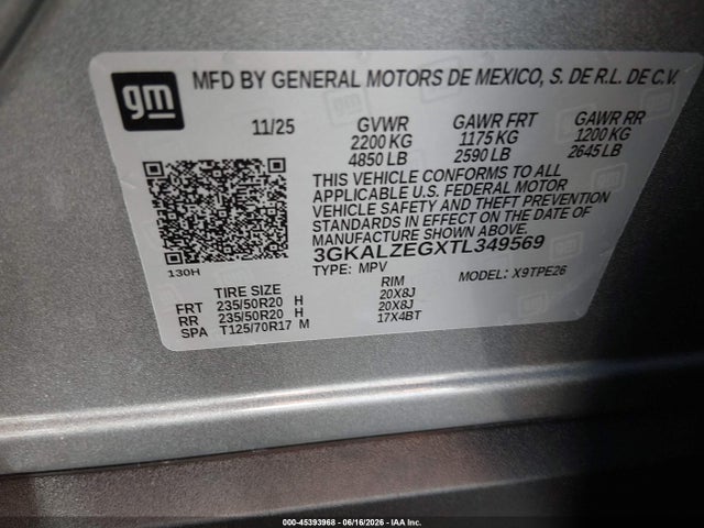 Продажа на аукционе авто 2026 Gmc Terrain Awd Denali, vin: 3GKALZEGXTL349569, номер лота: 45393968