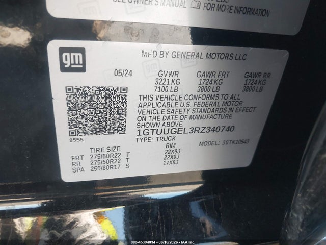 Aukcja sprzedaży 2024 Gmc Sierra 1500 4wd  Short Box Denali, vin: 1GTUUGEL3RZ340740, numer aukcji: 45394034
