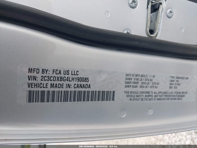 2C3CDXBG4LH190085 Dodge Charger Sxt Rwd