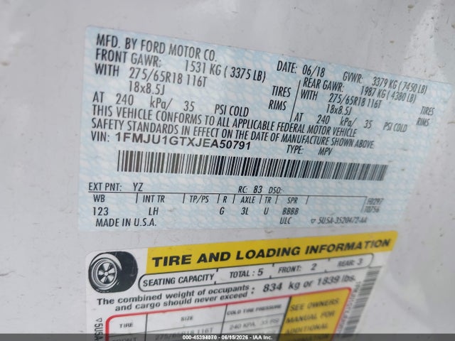 1FMJU1GTXJEA50791 Ford Expedition Xl