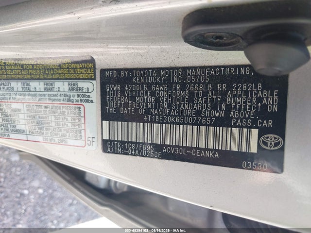 Продажа на аукционе авто 2005 Toyota Camry Le, vin: 4T1BE30K65U077657, номер лота: 45394103