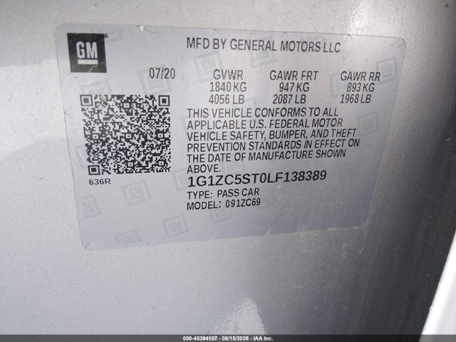 1G1ZC5ST0LF138389 Chevrolet Malibu Fwd 1fl