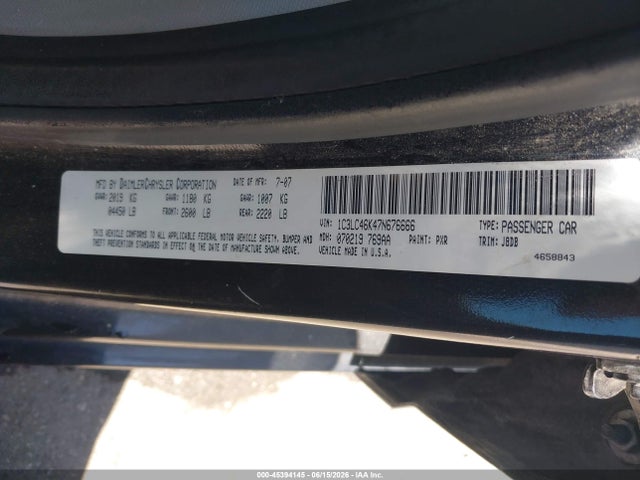 45394145 :رقم المزاد ، 1C3LC46K47N676666 vin ، 2007 Chrysler Sebring مزاد بيع