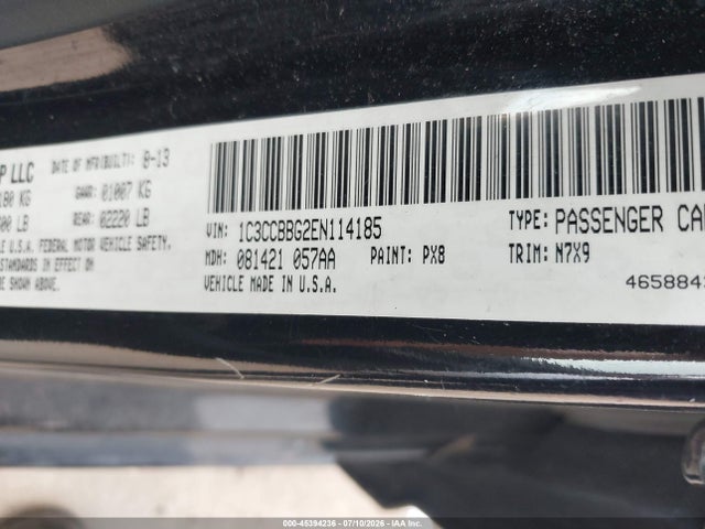 45394236 :رقم المزاد ، 1C3CCBBG2EN114185 vin ، 2014 Chrysler 200 Touring مزاد بيع