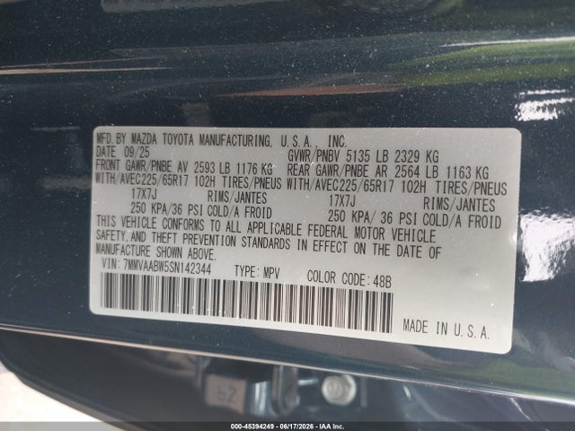 Продаж на аукціоні авто 2025 Mazda Cx-50 Hybrid Preferred Package, vin: 7MMVAABW5SN142344, номер лоту: 45394249