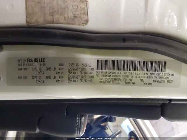 Продаж на аукціоні авто 2015 Jeep Cherokee Latitude, vin: 1C4PJMCB6FW744188, номер лоту: 45394255