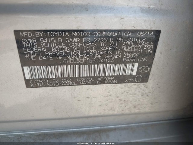 Lexus LS 460 2014 JTHBL5EF1E5132123 Image 9