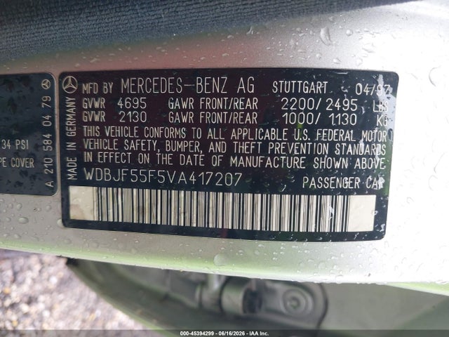 45394299 :رقم المزاد ، WDBJF55F5VA417207 vin ، 1997 Mercedes-benz E 320 مزاد بيع
