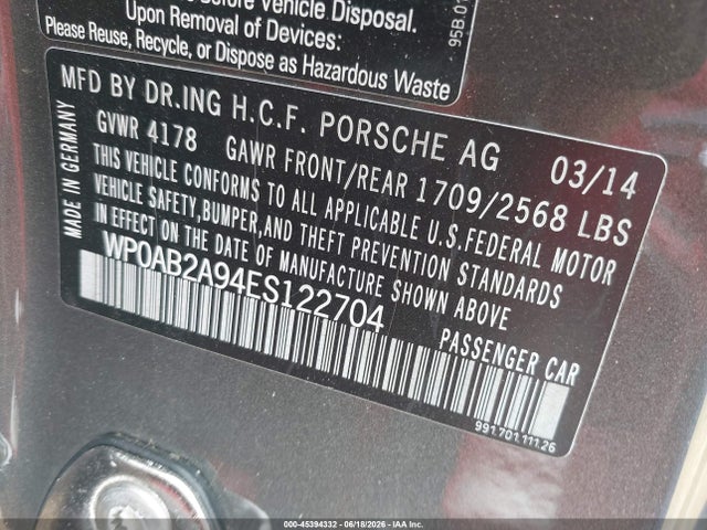 Продажа на аукционе авто 2014 Porsche 911 50th Anniversary Edition/carrera 4s/carrera S, vin: WP0AB2A94ES122704, номер лота: 45394332