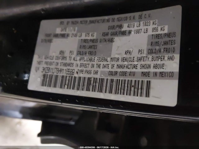 45394356 :رقم المزاد ، 3MZBN1U78HM116589 vin ، 2017 Mazda Mazda3 Sport مزاد بيع