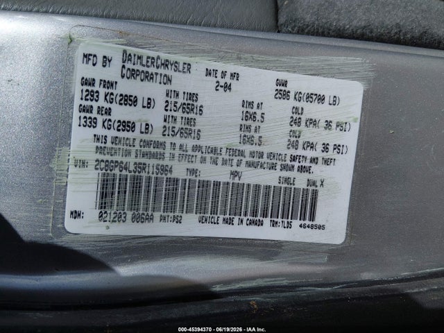 Продаж на аукціоні авто 2005 Chrysler Town & Country Limited, vin: 2C8GP64L35R115964, номер лоту: 45394370