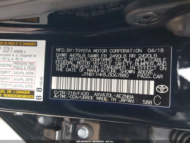 Toyota CAMRY LE 2018 JTNB11HK8J3067880 Image 9