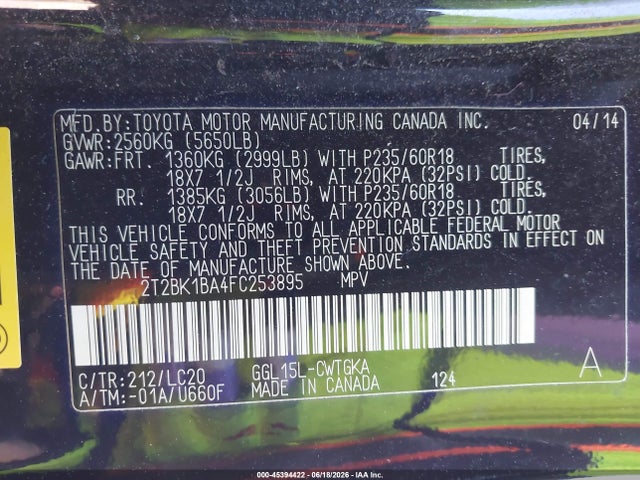Lexus RX 350 2015 2T2BK1BA4FC253895 Image 9