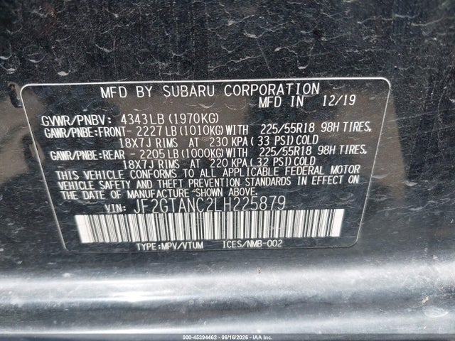 JF2GTANC2LH225879 Subaru Crosstrek Limited