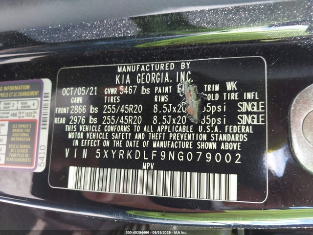 KIA SORENTO SX 2022 5XYRKDLF9NG079002 Image 9