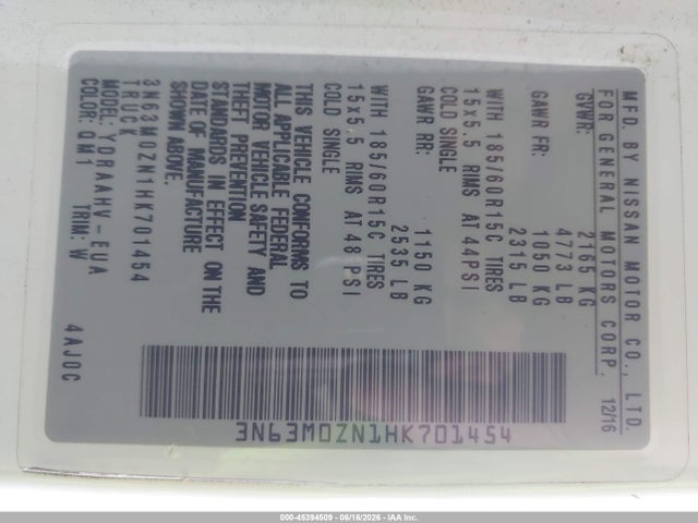 3N63M0ZN1HK701454 Chevrolet City Express 1lt