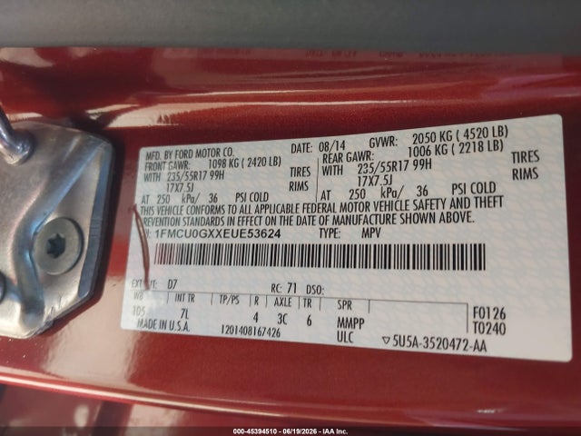 Ford ESCAPE SE 2014 1FMCU0GXXEUE53624 Image 9