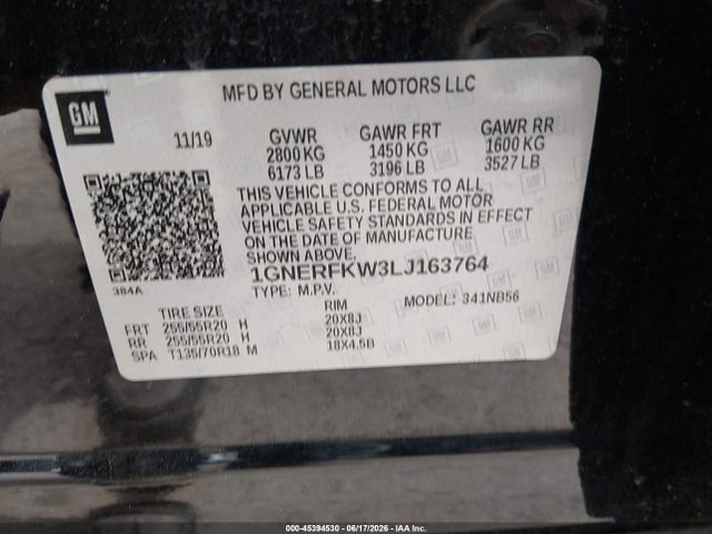 2020 Chevrolet Traverse Fwd Ls მანქანა იყიდება აუქციონზე, vin: 1GNERFKW3LJ163764, აუქციონის ნომერი: 45394530