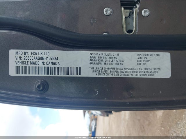 Aukcja sprzedaży 2022 Chrysler 300 Touring, vin: 2C3CCAAG8NH107584, numer aukcji: 45394537