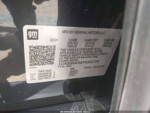 Chevrolet Tahoe Lt 2026 1GNS5NKD5TR301779 Image 9