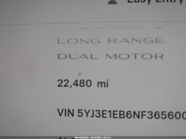 Продажа на аукционе авто 2022 Tesla Model 3 Long Range Dual Motor All-wheel Drive, vin: 5YJ3E1EB6NF365600, номер лота: 45394563