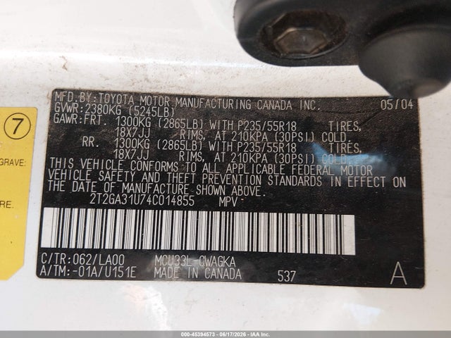 2004 Lexus Rx 330 მანქანა იყიდება აუქციონზე, vin: 2T2GA31U74C014855, აუქციონის ნომერი: 45394573