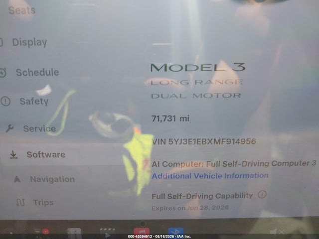 Tesla Model 3 Long Range 2021 5YJ3E1EBXMF914956 Image 7