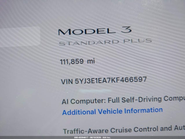 Tesla Model 3 Long Range/mid Range/standard Range/standard Range Plus 2019 5YJ3E1EA7KF466597 Image 15