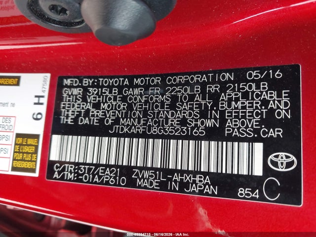 Toyota Prius Four Touring 2016 JTDKARFU8G3523165 Image 9