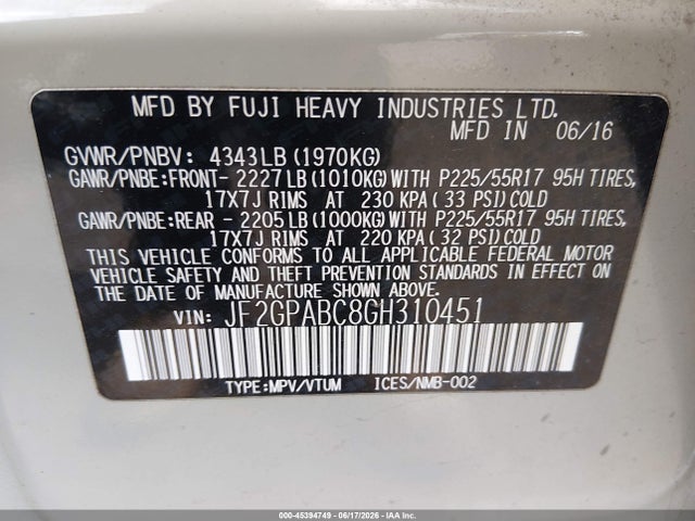 Subaru Crosstrek 2.0i Premium 2016 JF2GPABC8GH310451 Image 9