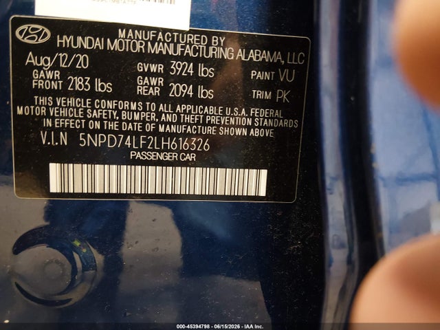 Hyundai ELANTRA SE 2020 5NPD74LF2LH616326 Image 9
