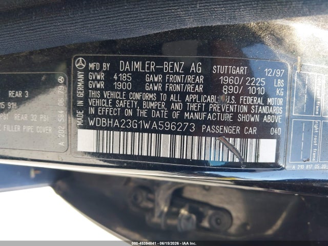 Продаж на аукціоні авто 1998 Mercedes-benz C 230, vin: WDBHA23G1WA596273, номер лоту: 45394841