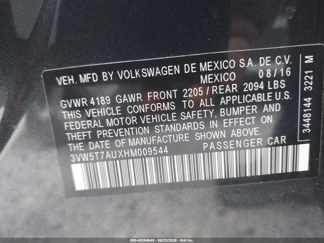 3VW5T7AUXHM009544 Volkswagen Golf Gti S 4-door