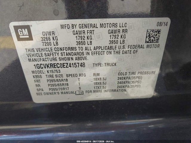 Chevrolet Silverado 1500 2lt 2014 1GCVKREC0EZ415748 Image 9