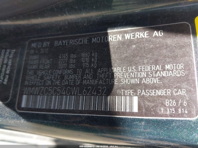 Продаж на аукціоні авто 2012 Mini Cooper S Countryman, vin: WMWZC5C54CWL62432, номер лоту: 45394972