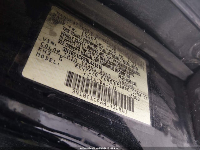 Продажа на аукционе авто 2011 Nissan Versa 1.8s, vin: 3N1BC1CP8BL431810, номер лота: 45394976