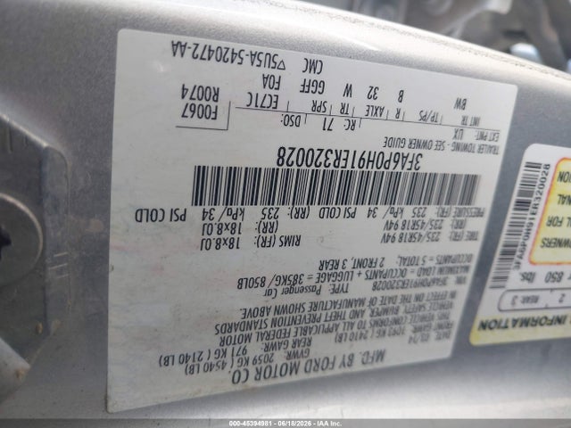 Ford FUSION SE 2014 3FA6P0H91ER320028 Image 9