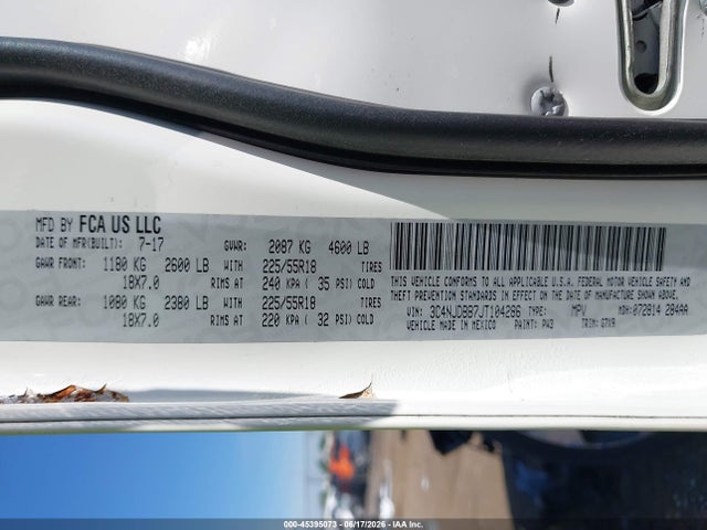 Продажа на аукционе авто 2018 Jeep Compass Latitude 4x4, vin: 3C4NJDBB7JT104286, номер лота: 45395073