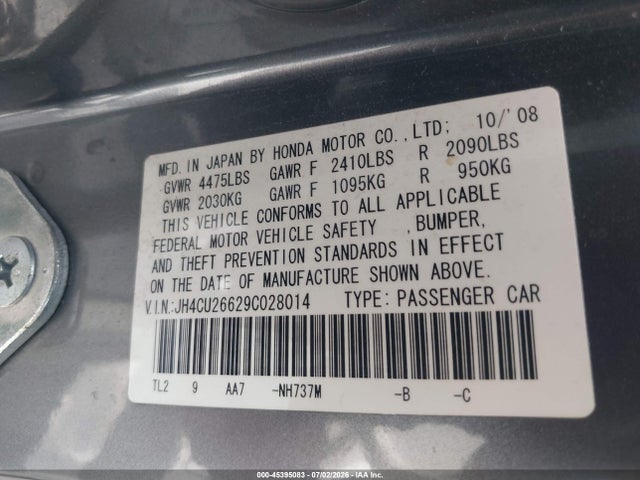 Aukcja sprzedaży 2009 Acura Tsx, vin: JH4CU26629C028014, numer aukcji: 45395083