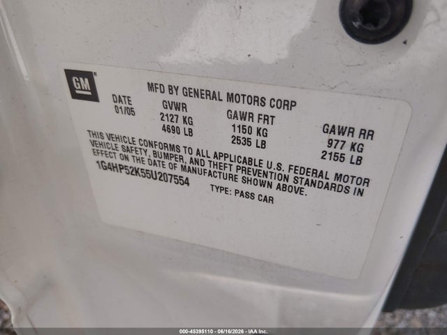 Продаж на аукціоні авто 2005 Buick Lesabre Custom, vin: 1G4HP52K55U207554, номер лоту: 45395110
