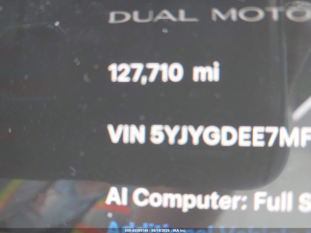 45395148 :رقم المزاد ، 5YJYGDEE7MF183463 vin ، 2021 Tesla Model Y Long Range Dual Motor All-wheel Drive مزاد بيع