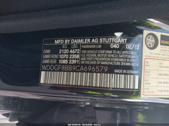 Продаж на аукціоні авто 2012 Mercedes-benz C 300 Sport 4matic, vin: WDDGF8BB9CA696579, номер лоту: 45395149