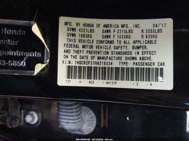 1HGCR2F57HA216534 Honda Accord Sport