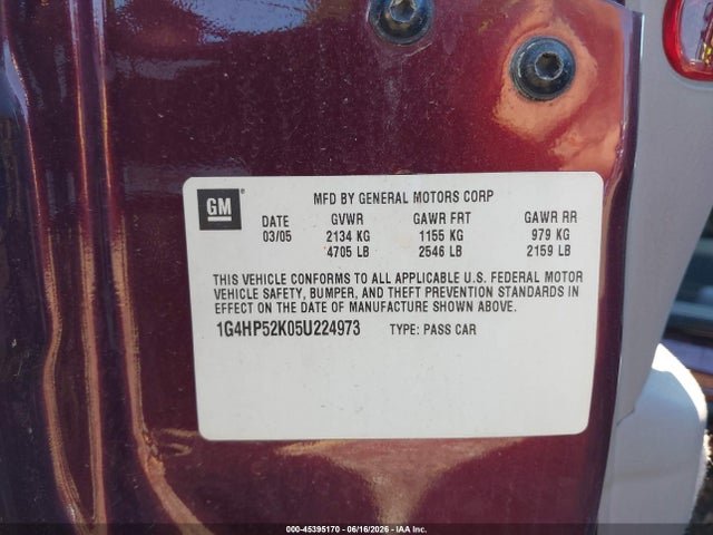 Aukcja sprzedaży 2005 Buick Lesabre Custom, vin: 1G4HP52K05U224973, numer aukcji: 45395170