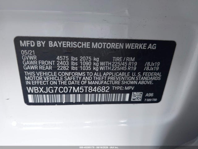 Продажа на аукционе авто 2021 Bmw X1 Sdrive28i, vin: WBXJG7C07M5T84682, номер лота: 45395179