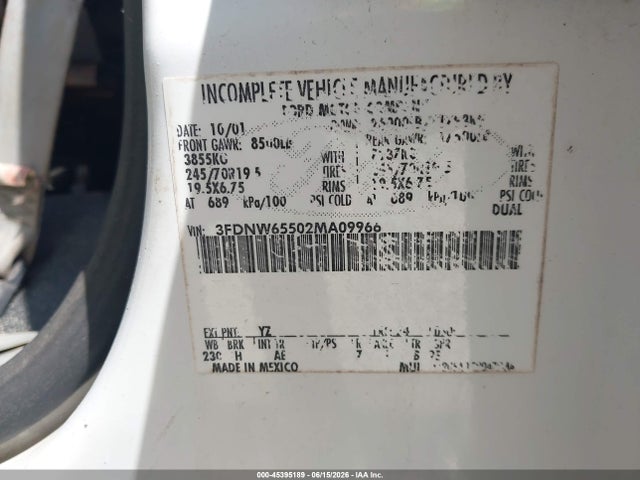 Продажа на аукционе авто 2002 Ford F-650 Xl/xlt, vin: 3FDNW65502MA09966, номер лота: 45395189