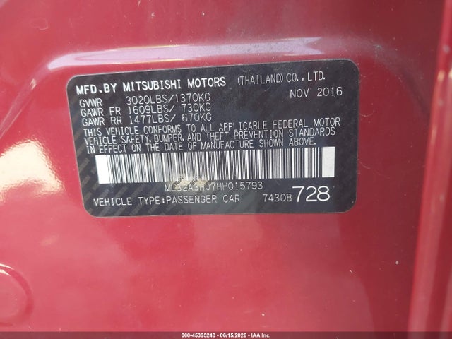 ML32A3HJ7HH015793 Mitsubishi MIRAGE ES