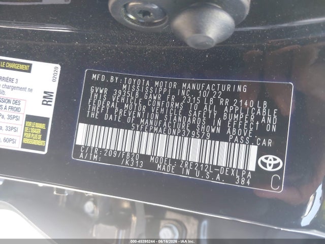Toyota COROLLA LE 2022 5YFEPMAE0NP379579 Image 9