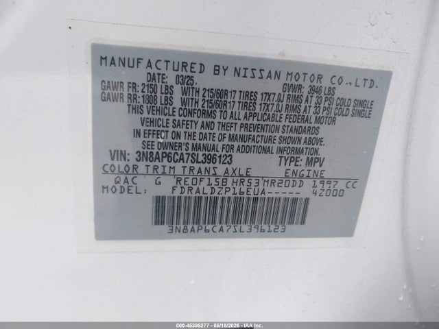 3N8AP6CA7SL396123 Nissan Kicks Sv Fwd